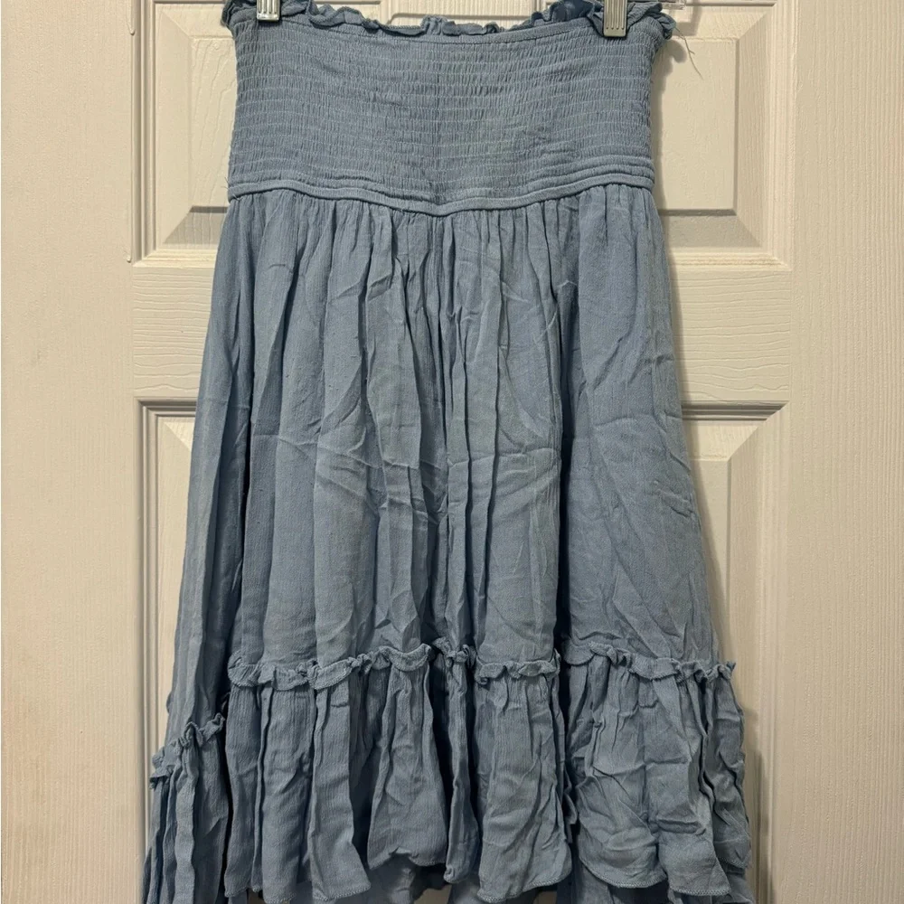 Blue Strapless Mini Dress - Picture 3 of 5